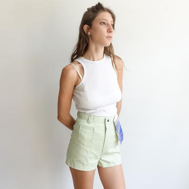 Vintage 70s Ditto Shorts/1970s High Waisted Mint Green Shorts/ Size 25 XS 