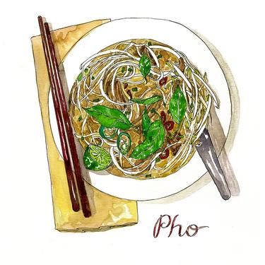 Pho Noodle Soup Watercolor Art Print