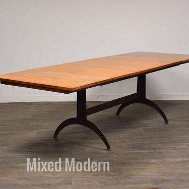 Ethan Allen Country Colors Maple and Steel Dining Table 