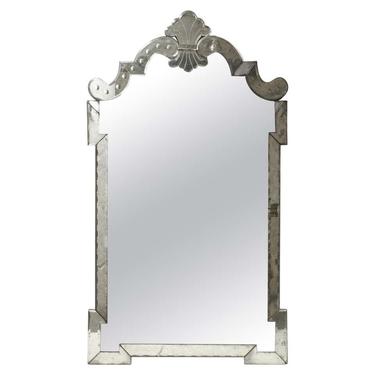 Hollywood Regency Venetian Etched Glass Wall Mirror