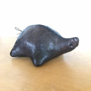 Vintage Dimitri Omersa leather turtle paperweight 