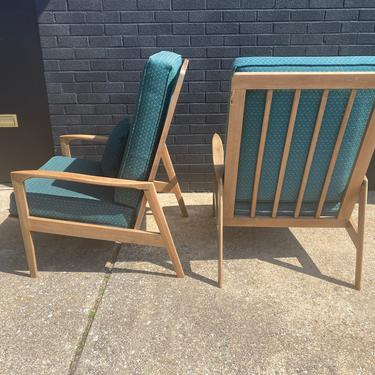 Pair of Mid Century Slat Back Arm Chairs