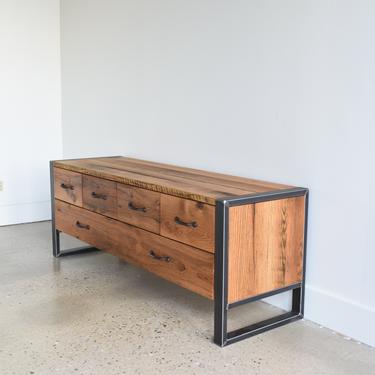 60&quot; Reclaimed Wood Storage Bench / Industrial Steel Frame 