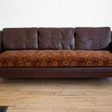Danish Leather & Velvet Sofa
