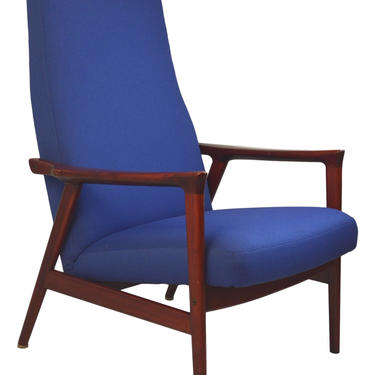 Blue Danish Modern Lounge Chair 