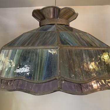 Vintage Stained glass pendant light 24Dia x 12H