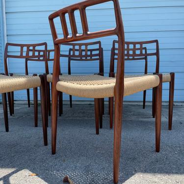 Set of 8 Niels Moller Rosewood Dining Chairs Rope Seats 