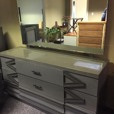 Grey tone painted dresser with mirror by AgentUpcycle
