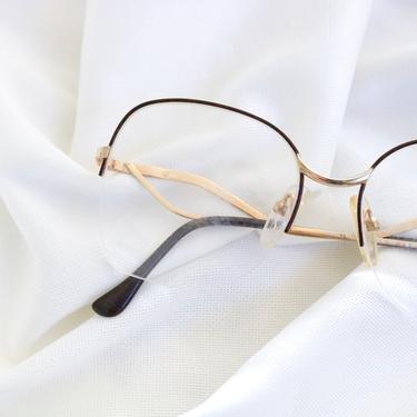 Vintage Coffee Drop Arm Rimless Wire Eyeglass Frames 