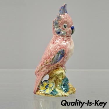 Antique Stangl Pottery Birds 6.5" Pink &amp; Blue Ceramic Cockatoo Parrot Figurine B