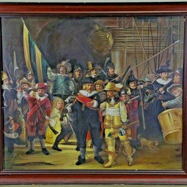 Antique Painting, Oil, Dutch Dignitaries, "The Night Watch" Signed, 1800's!!