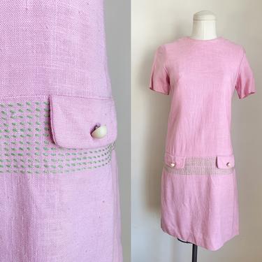 Vintage 1960s Pink Drop Waist Scooter Dress / XS 