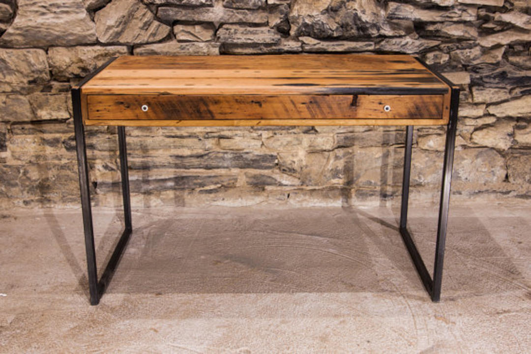 La Boheme Designer Metal And Reclaimed Wood Writing Desk With