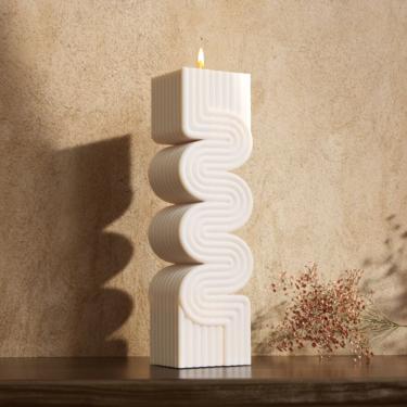 Wave Pillar Candle / Wave Shape Candle/ Irregular Shape Candle/ Stripe candle/ Pillar Candle/Geometric Candle/Modern Candles/Zig Zag Candle 