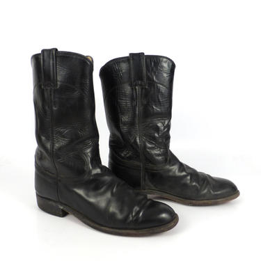 Black Cowboy Boots Vintage 1980s Justin Roper Men's size 6 C 
