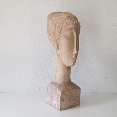 1961 Modigliani Tete De Femme Bust Sculpture by Austin Productions . 