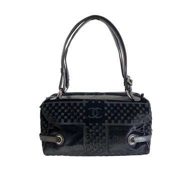 Chanel Black Velvet Textured Shoulder Bag