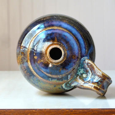 Studio Pottery Oil Lamp with Handle - Wheel Thrown Pottery - Handbuilt Pottery - Functional Pottery - Ceramic Art 
