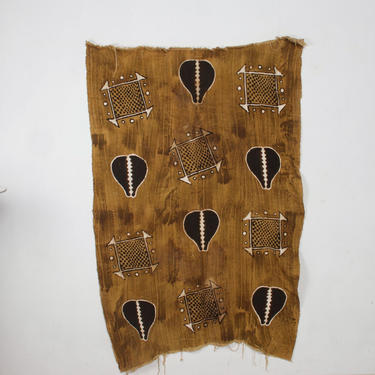 Vintage African Art Handwoven KUBA Cloth Ceremonial Blanket Wall Tapestry Congo 