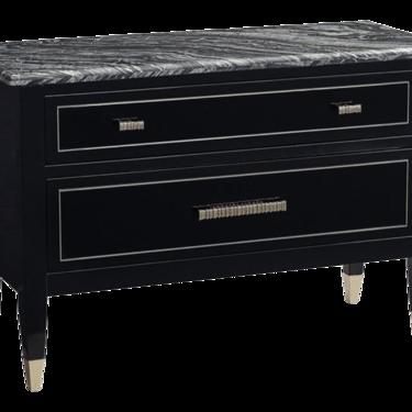 Caracole Modern Black Glass and Marble en Vogue Nightstand AS IS
