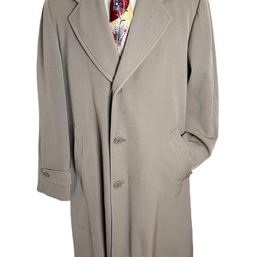 Vintage 1940s Wool Gabardine Overcoat ~ size 42 ~ Trench / Rain Coat ~ Union Made ~ Cravenette Processed 