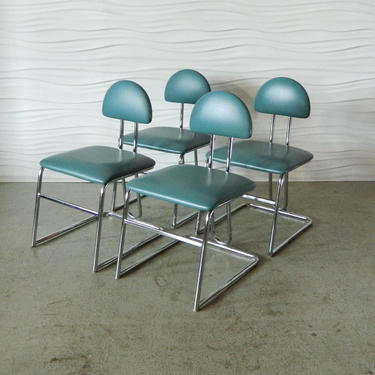 HA--18160 Set of Four Deco-style Chrome Chairs