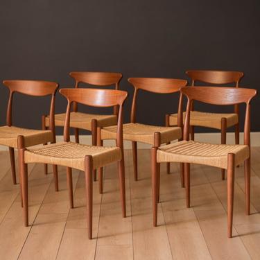 Danish Modern Teak Set of Six Arne Hovmand-Olsen Dining Chairs for Mogens Kold 