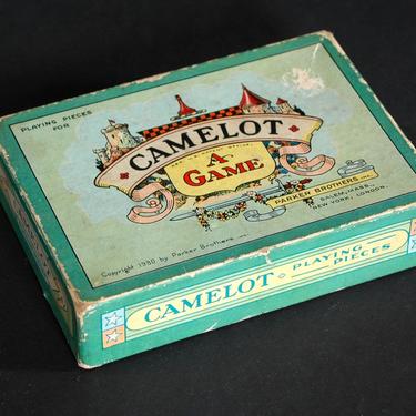 1930 Vintage Paper Cardboard Box Camelot A Game By Parker Brothers Board Game Box Castle Knight Knights Medieval Times King Arthur 