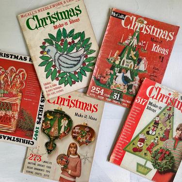 Vintage 60's McCall's Christmas Crafting Magazines, Lot Of 5, McCall's And 1 Family Circle, Mid Century Modern Christmas Crafts 