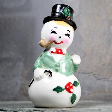 Vintage Snowman Figurine - Hand Painted Snowman Salt Shaker - Vintage Christmas Decor  | FREE SHIPPING 