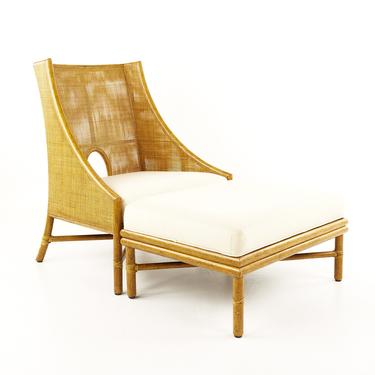 Barbara Barry For McGuire Mid Century Bamboo Lounge Chair and Ottoman - mcm 
