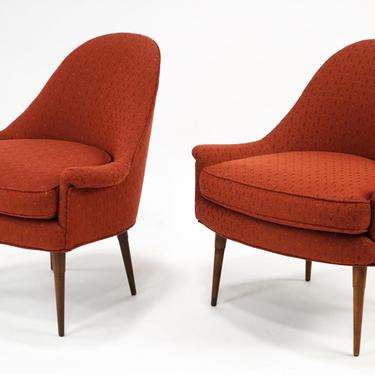 Pair of Mid-Century Modern Burgundy Lounge Chairs