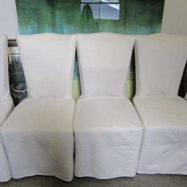 SET OF SIX SLIPCOVERED CHAIRS IN LINEN