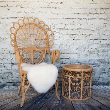 SHIPPING NOT FREE!!! Vintage Rattan Peacock Armchair/Ornate Peacock Chair/Vintage Woven Rattan Peacock 