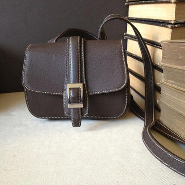 Leather Crossbody Messenger Handbag Chocolate Brown Made in Italy 