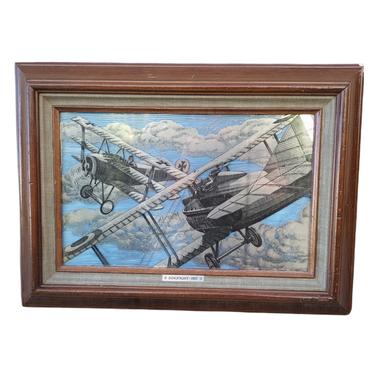 NEW IN STOCK - Mid 20th Century Franklin Mint Limited Edition Silverscene WWII Dogfight Print, Framed
