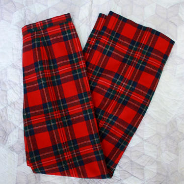 70s Pendleton Red Plaid Wool Pants High Waist Flares Size 28 / M 