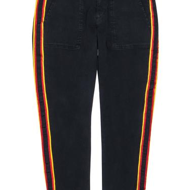 Pam & Gela - Black Skinny Cropped Jeans w/ Ribbon Striped Seam Sz 27
