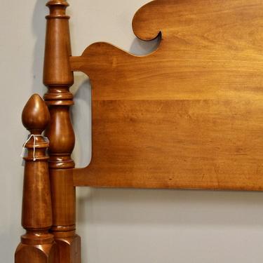 Turnip Top Bed in Maple, Original Posts Circa 1820, Resized to Queen with Ram's Ear Headboard