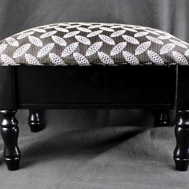 Storage Foot Stool - Up-Cycled Vintage Small Foot Rest - Refurbished and Re Upholstered with Vintage Fabric - Hinged Lid | FREE SHIPPING 