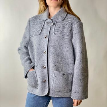 Vintage Geisswein Blue Boiled Wool Sweater Jacket 