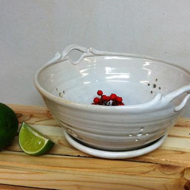 handmade berry bowl, colander, white , ceramic colander, white berry bowl, hostess gift, gift ideas, mother's day gift 