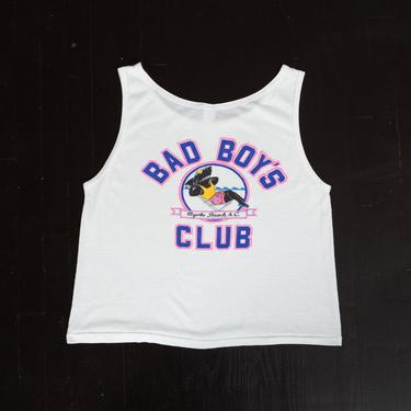 80s Bad Boy's Club Shark Tank Top - Women's Large | Vintage Myrtle Beach Graphic Tourist Shirt 