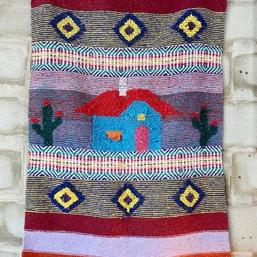 House and Cactus Handmade Hanging Textile