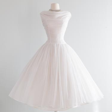 Vintage 1950's Sugar Spun White Party Dress / Waist 26