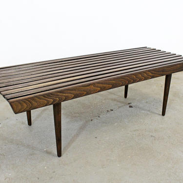 Mid-Century Danish Modern Walnut Slat Bench Coffee Table 48&amp;quot; 