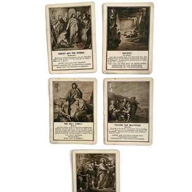 Vintage Religious Artwork Card Game, 5 Cards 