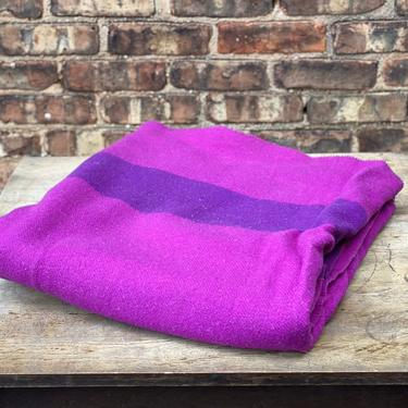 Vintage Striped 4 Point Purplw Wool Blanket Hudson Bay Co 88”x80&amp;quot; 