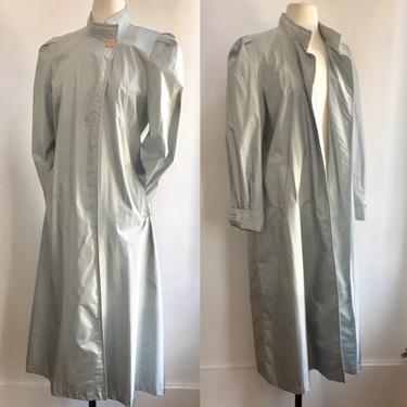 Chic 80’s Vintage NORWESTER One-Button PASTEL Raincoat / PUFF Sleeves + French Cuffs / Minimalist No TieNor Wester / Raincoat Trench 