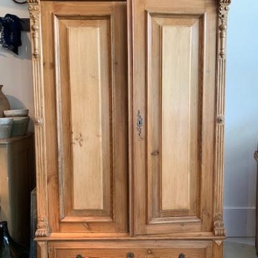 Antique English pine armoire, 45" l x 23" d x 70.25" t, $695.